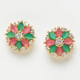 Floral Gemstones Stud Earrings