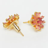 Pink Stone Studded Floral Earrings