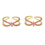CZ Pink Gem Adorned Toe Rings