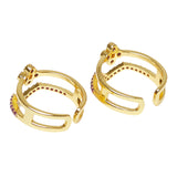 CZ Crown Shaped Gold Toe Rings