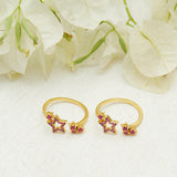 Sparkling Essentials CZ Studded Toe Ring Pair For Women
