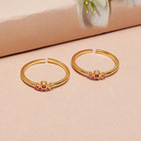 Sparkling Essentials Cz Embellished Pair Of Toe Rings