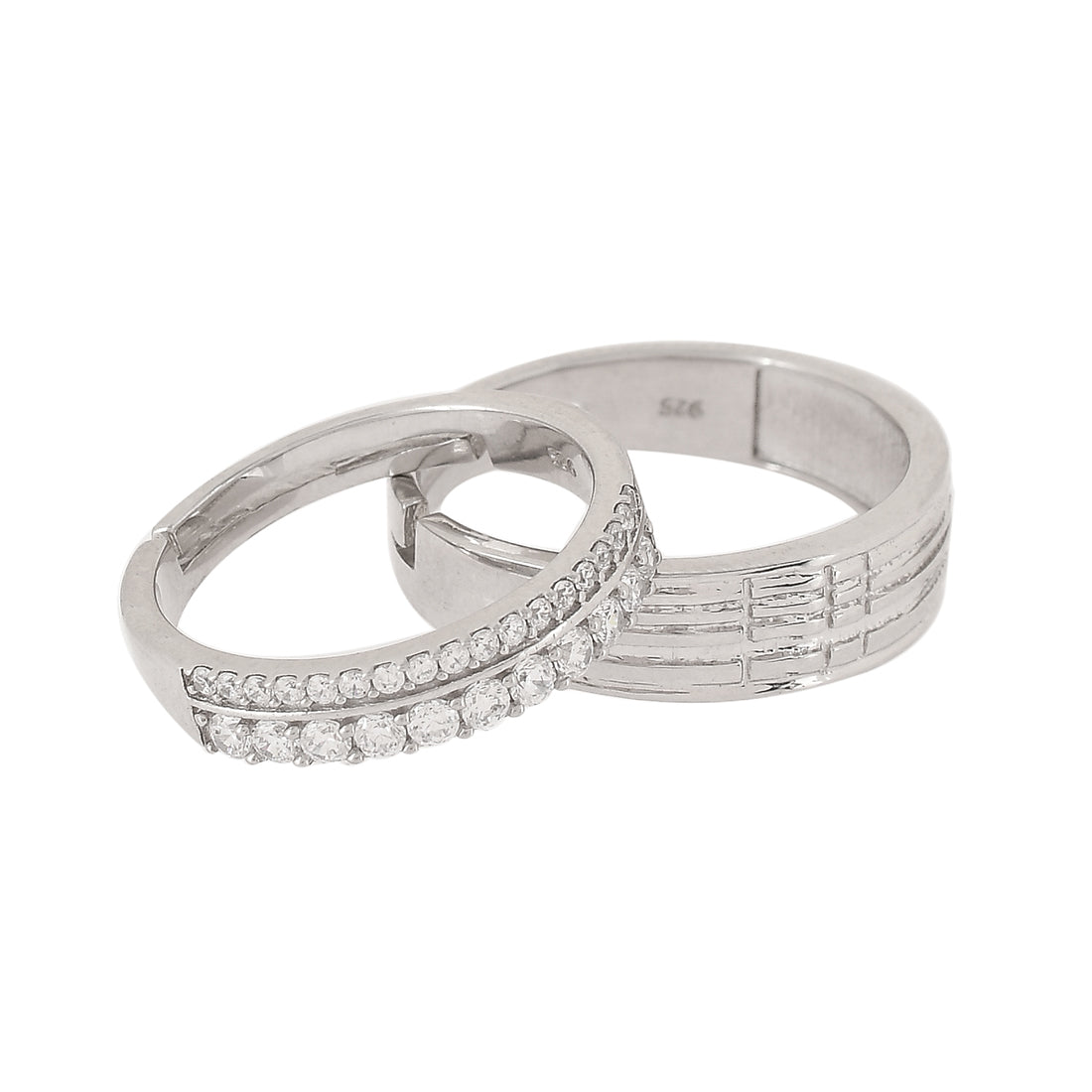 Matching Wedding Bands FT220 of White Gold with 6 Diamonds