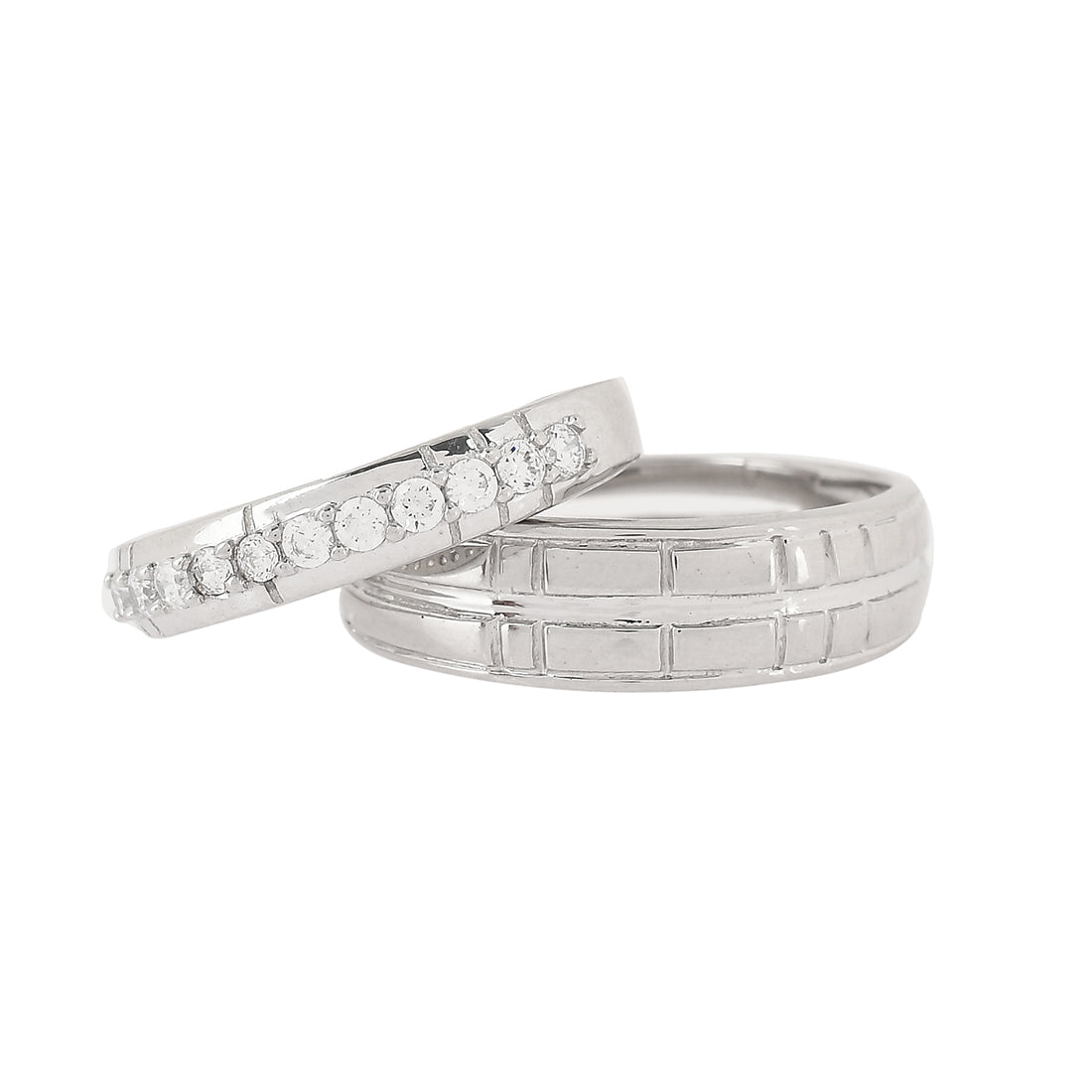 CZ Sterling Silver Couple Rings – VOYLLA