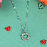 Pink CZ Heart Silver Pendant