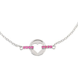 Sterling Silver Pink CZ Heart Silver Bracelet