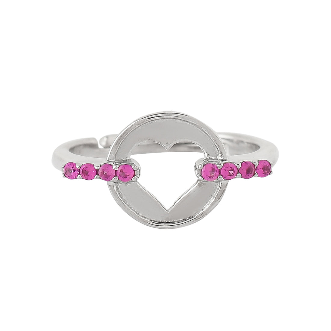 Sterling Silver Pink CZ Heart Silver Ring
