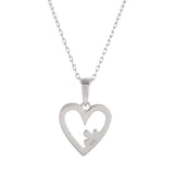 Sterling Silver Heart and Clover Pendant