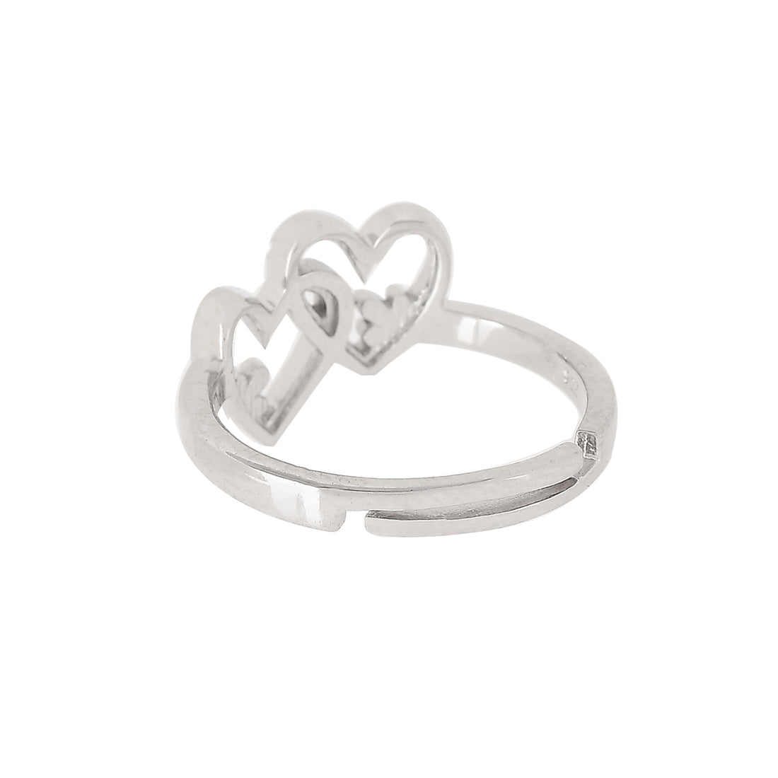 Sterling Silver Linked Hearts Ring