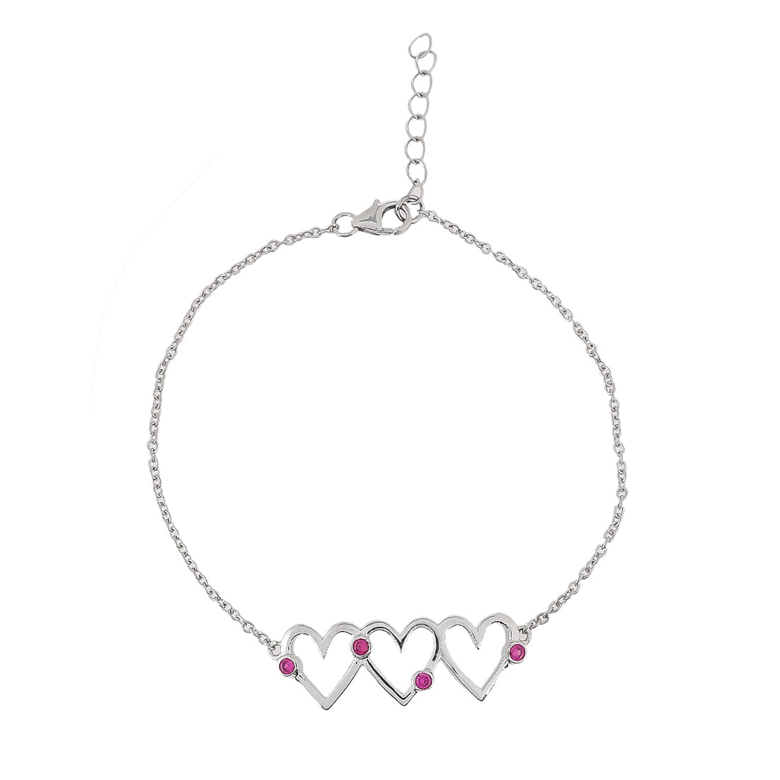 Pink Zircon Studded Hearts Bracelet