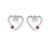 Sterling Silver Pink Zircon Studded Heart Drop Earrings