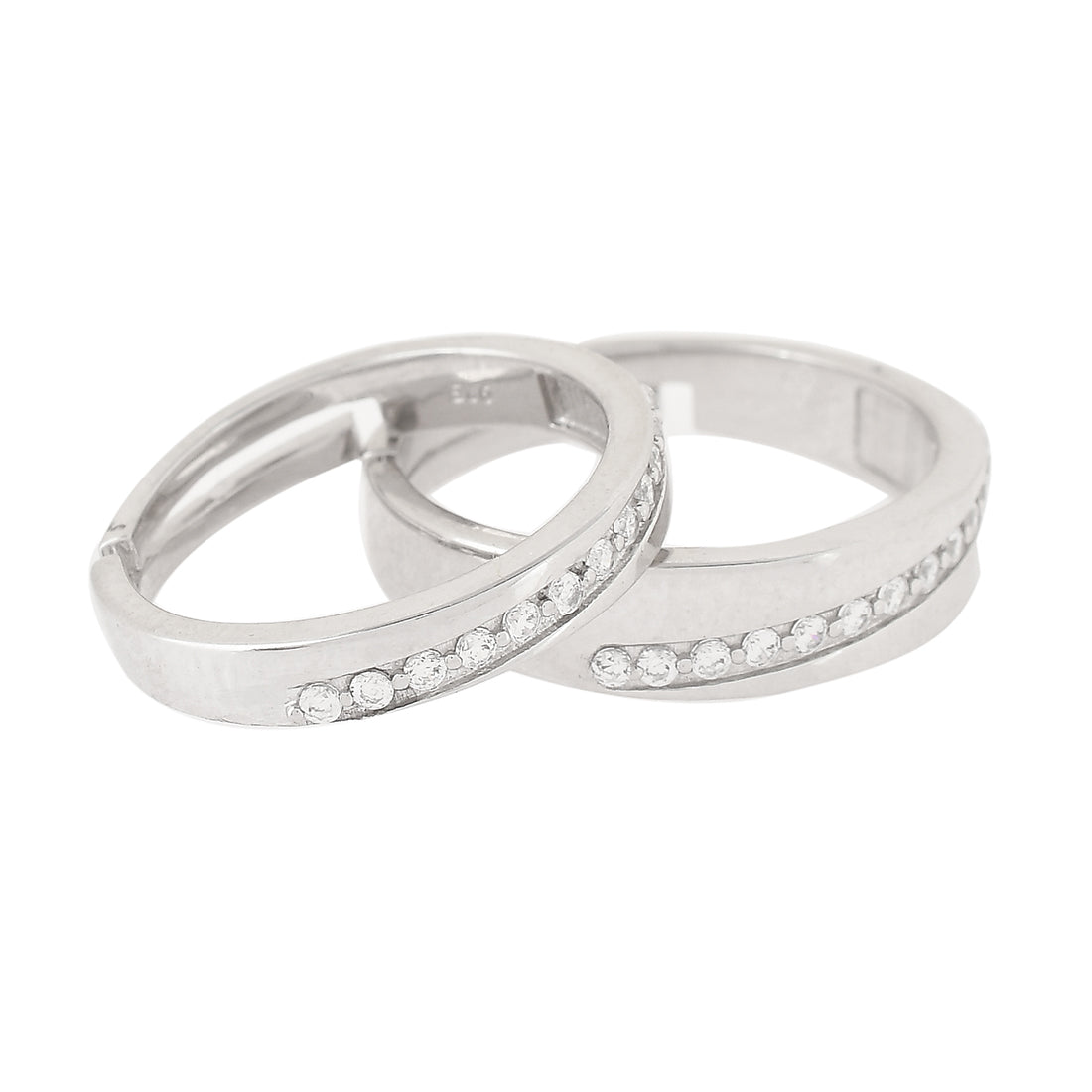 925 Silver CZ Couple Band Rings