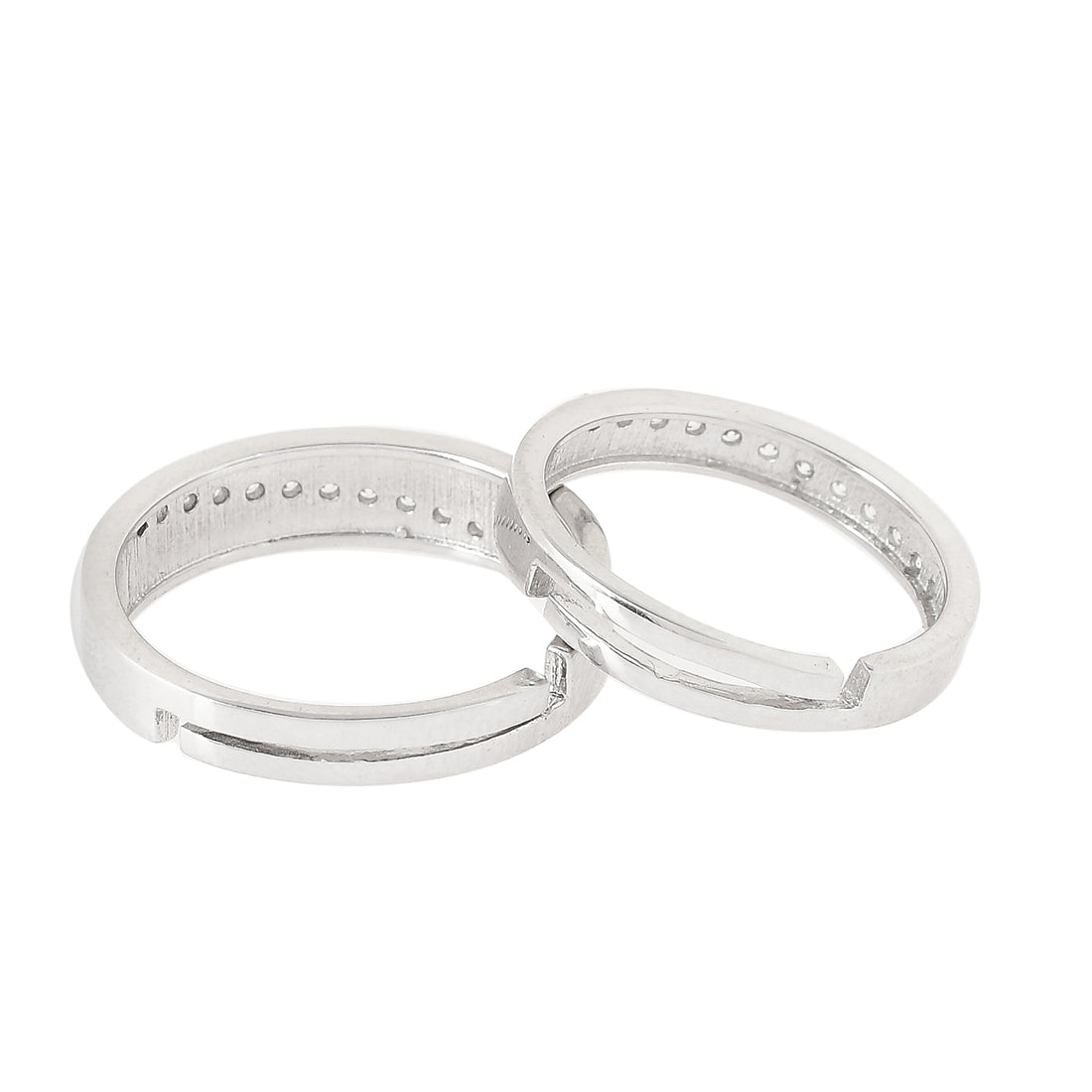 Sterling Silver CZ Couple Band Rings