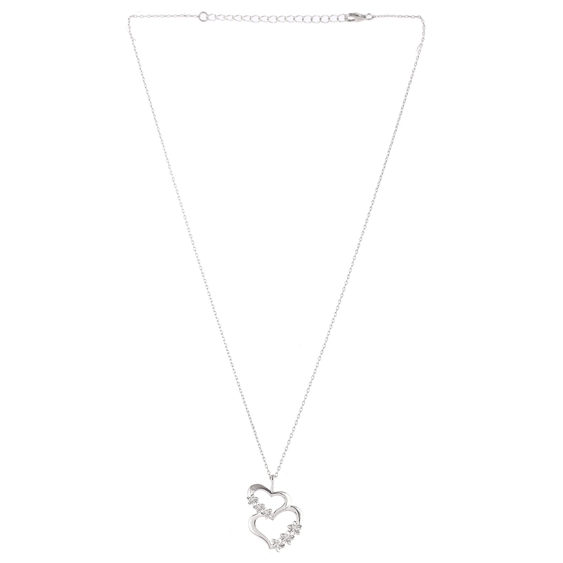 Sterling Silver Studded Linked Hearts Pendant