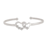Sterling Silver Studded Linked Hearts Bracelet
