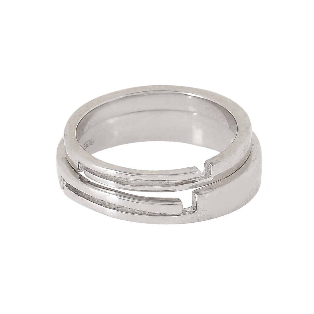 Sterling Silver Aligned Hearts Couple Band Rings