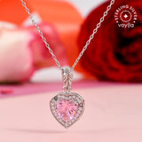Heart Pink and Silver CZ Pendant