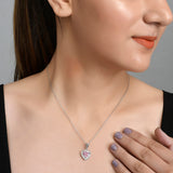 Sterling Silver Heart Pink and Silver CZ Pendant