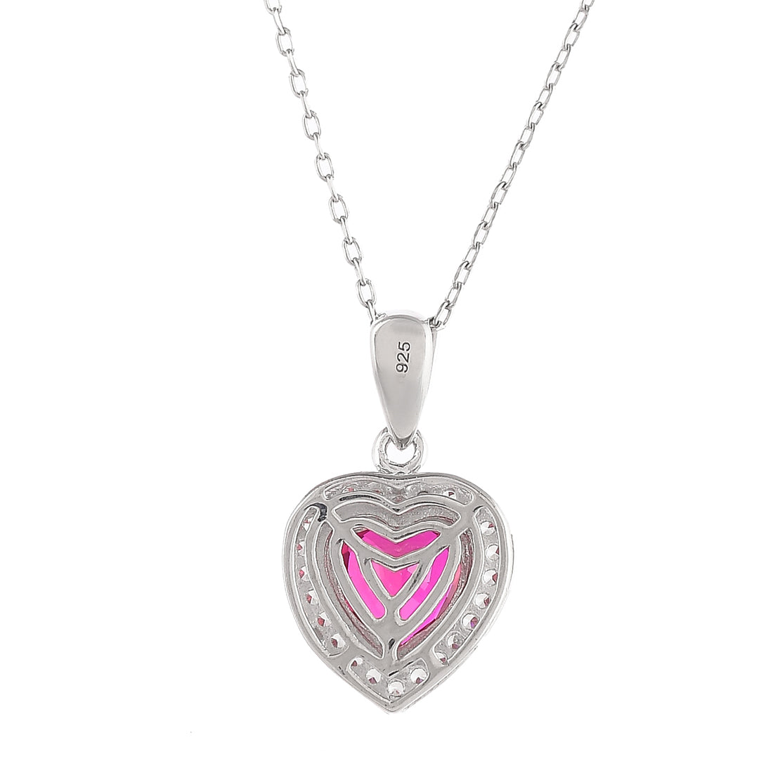Sterling Silver Heart Red and Silver Zirconia Pendant