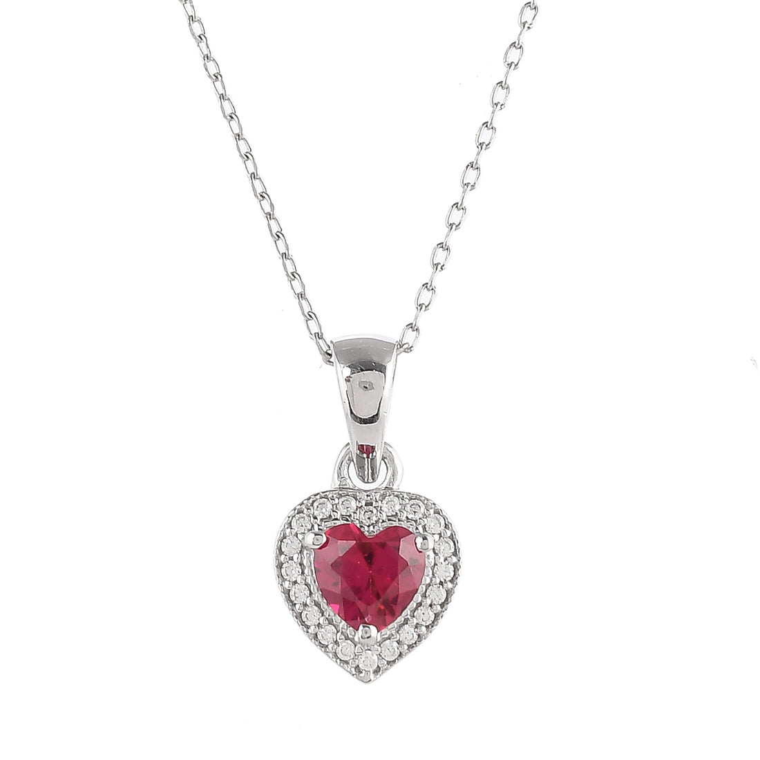 Sterling Silver Pink and Red Zircons Heart Pendant