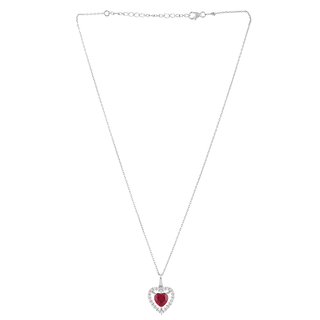 Sterling Silver Red Heart Shaped Pendant