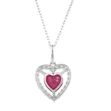 Silver and Red Heart Shaped Pendant