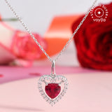 Silver and Red Heart Shaped Pendant