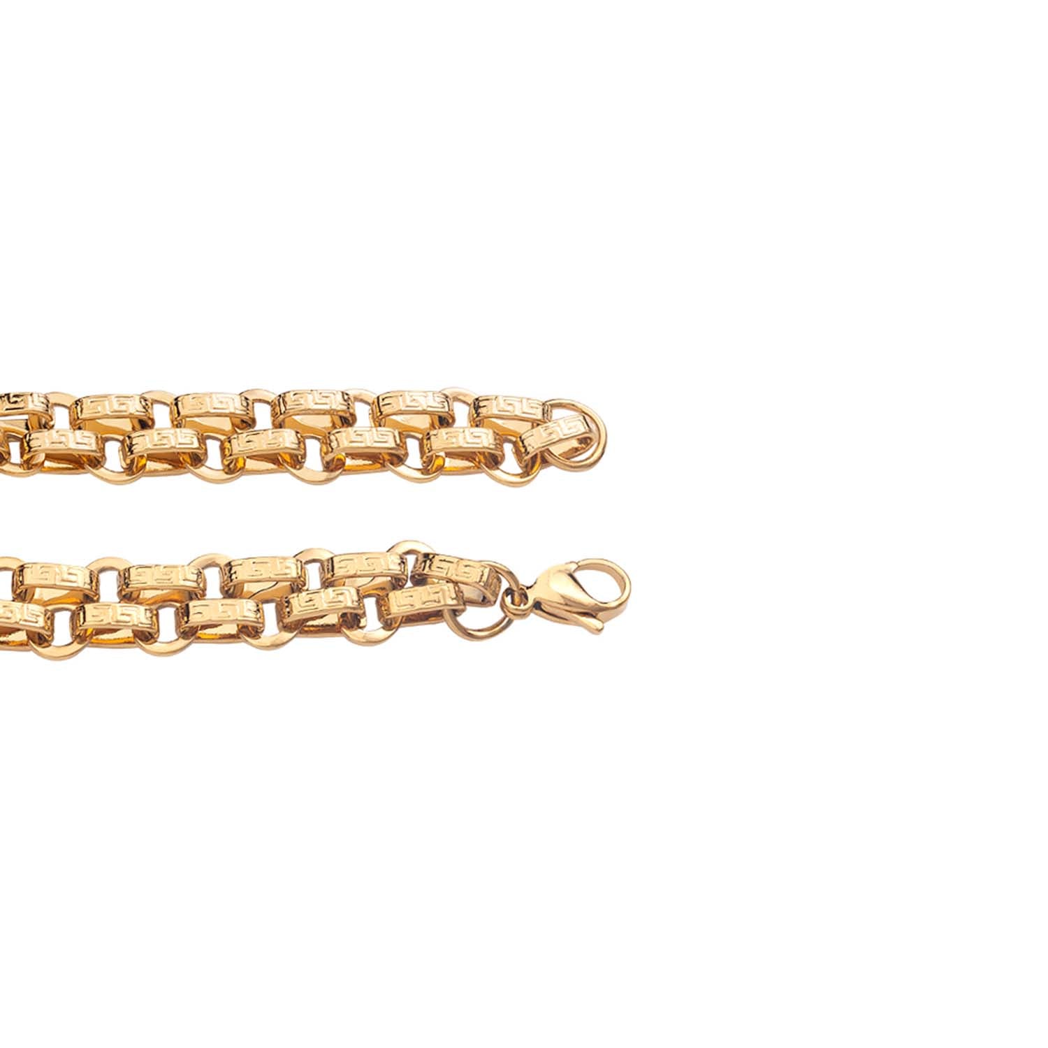 Steel Links Gold Toned Statement Bracelet