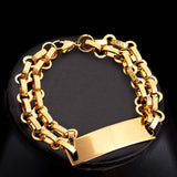 Steel Links Gold Toned Statement Bracelet