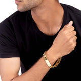 Steel Links Gold Toned Statement Bracelet