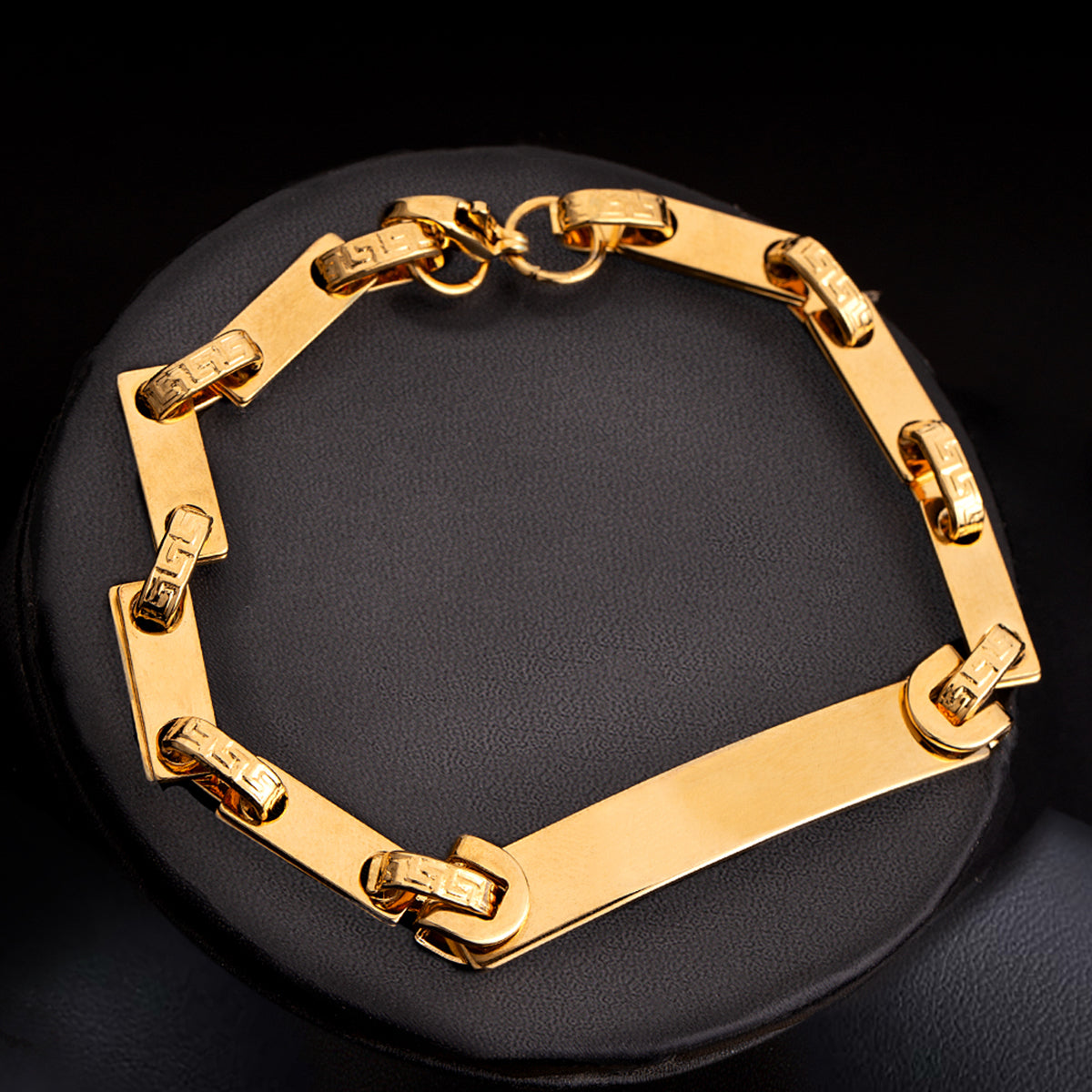 Engraved Bracelet for Men in Stainless Steel and Black Leather - SETT&Co