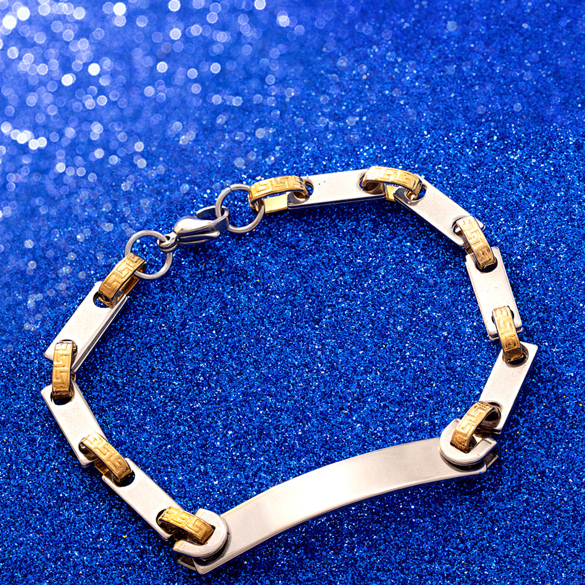 Steel Links Men's Two Tone Plated Bracelet