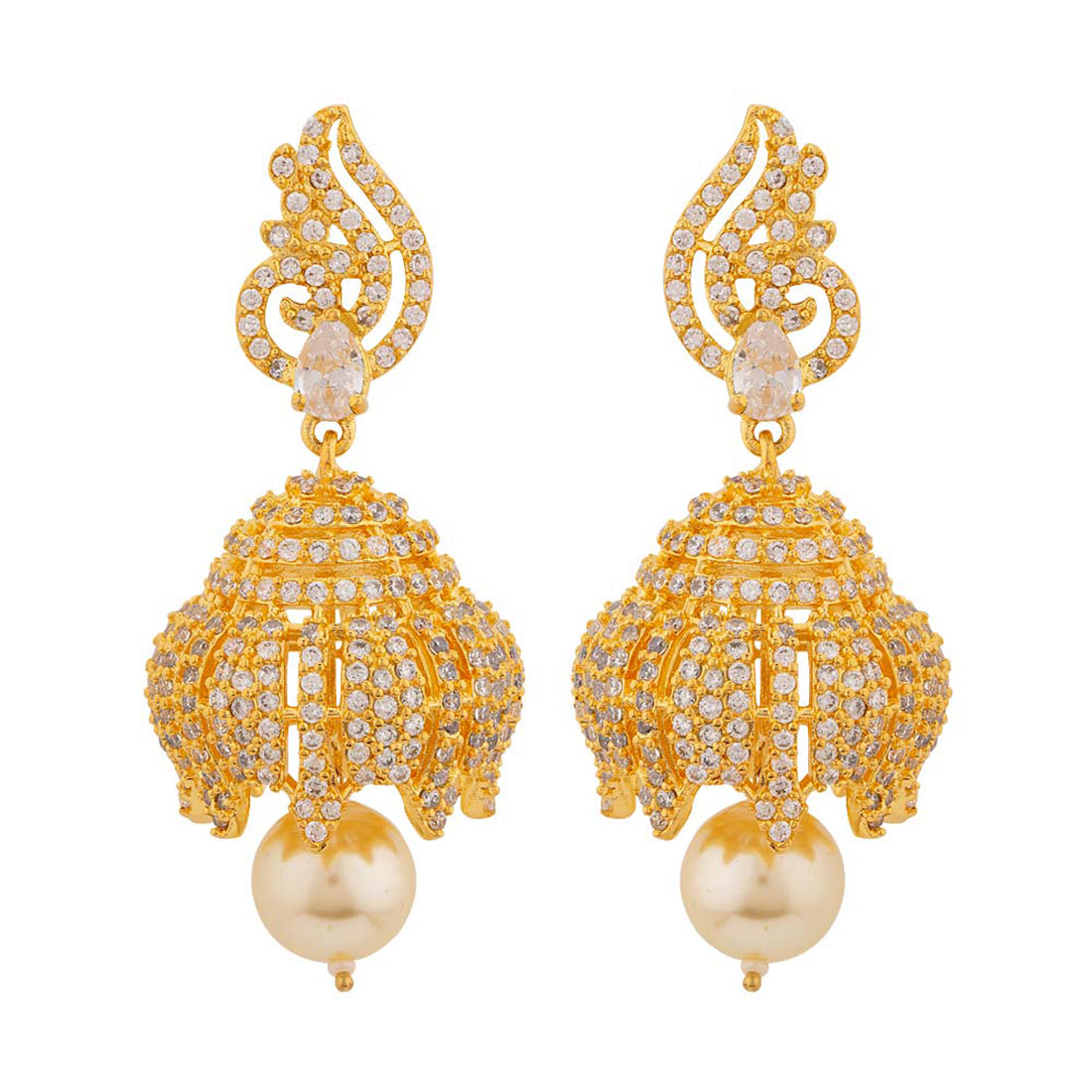 Wedding Earring Design for Bride | Pearl Earring Traditional Gold Earrings  | Temple jewellery earrings, Gold earrings designs, Jewelry design earrings