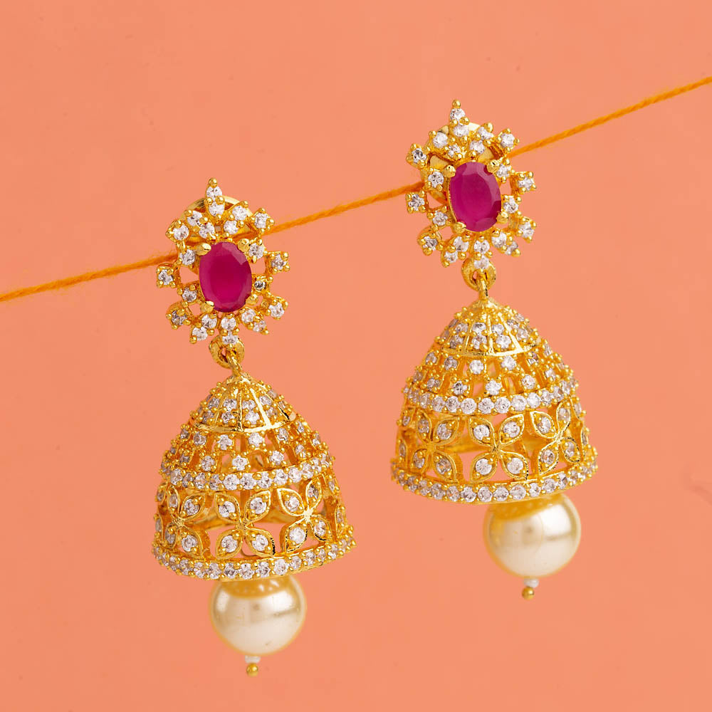 Faux Pearls and Gems Adorned Earrings
