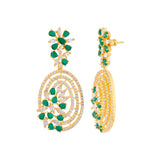 Green and White Gems Embellished Earrings