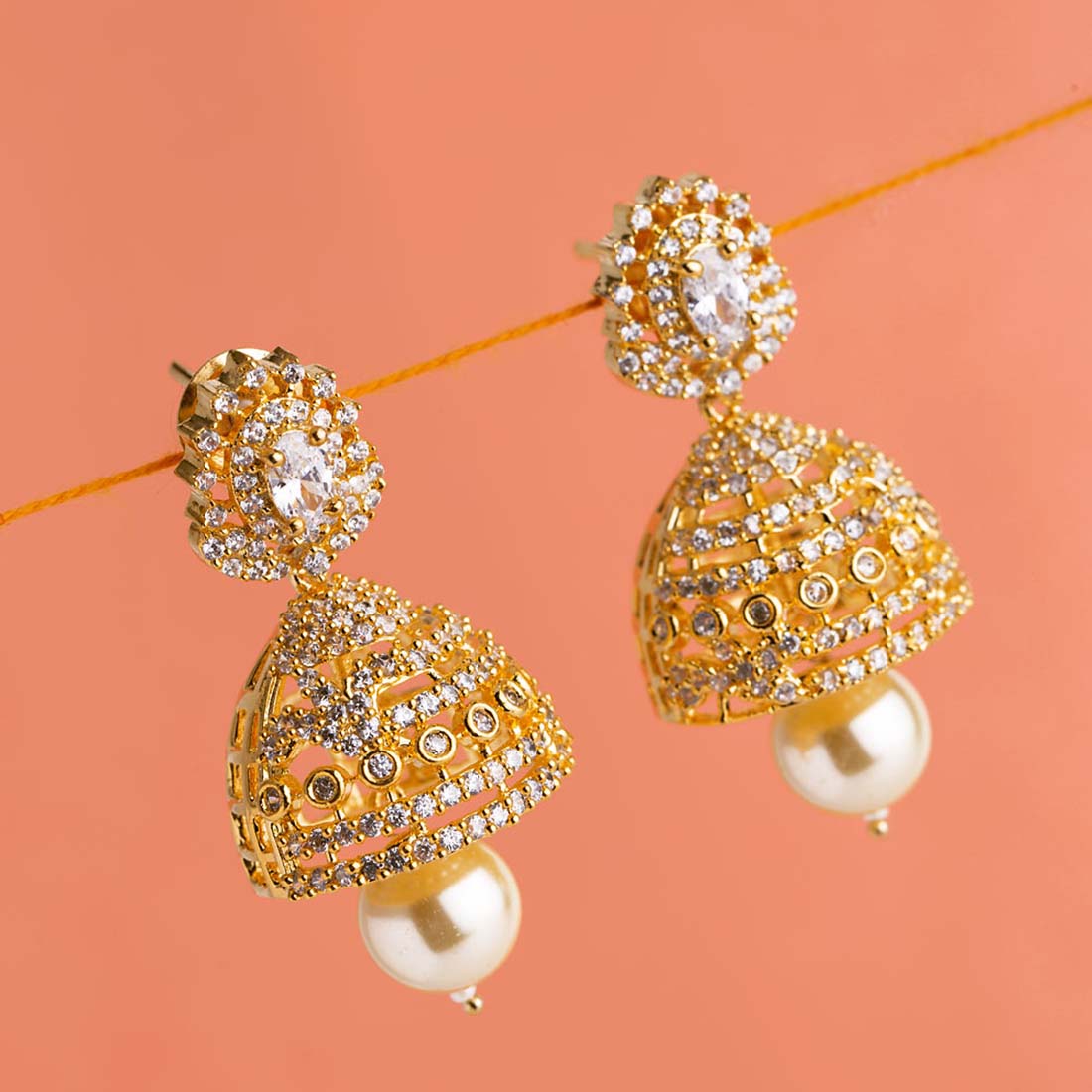 Jhumka Drop Gems Embellished Earrings