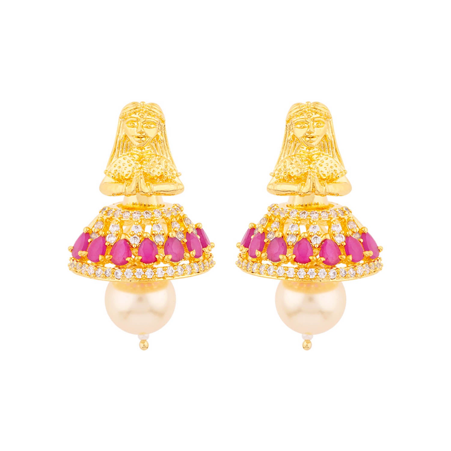 American Diamond Temple Inspired Jhumka Earrings