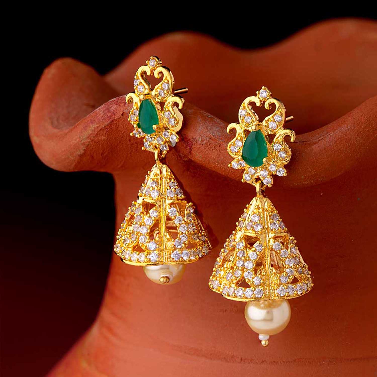 Amazon.com: VOYLLA Women's Sanwari Bell Motif Jhumka Earrings(Free  Size)(Silver): Clothing, Shoes & Jewelry