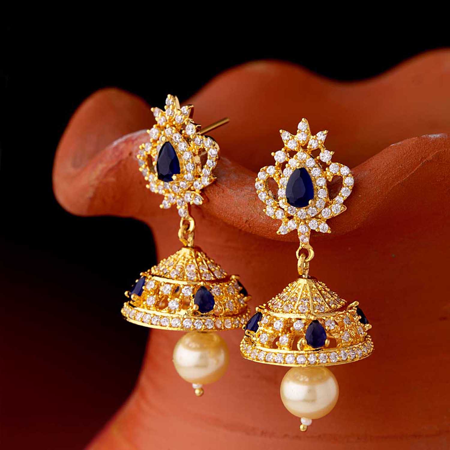 Brass Gold Toned Ethnic Earrings