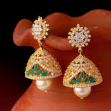 Lattice Design Ethnic Jhumka Earrings