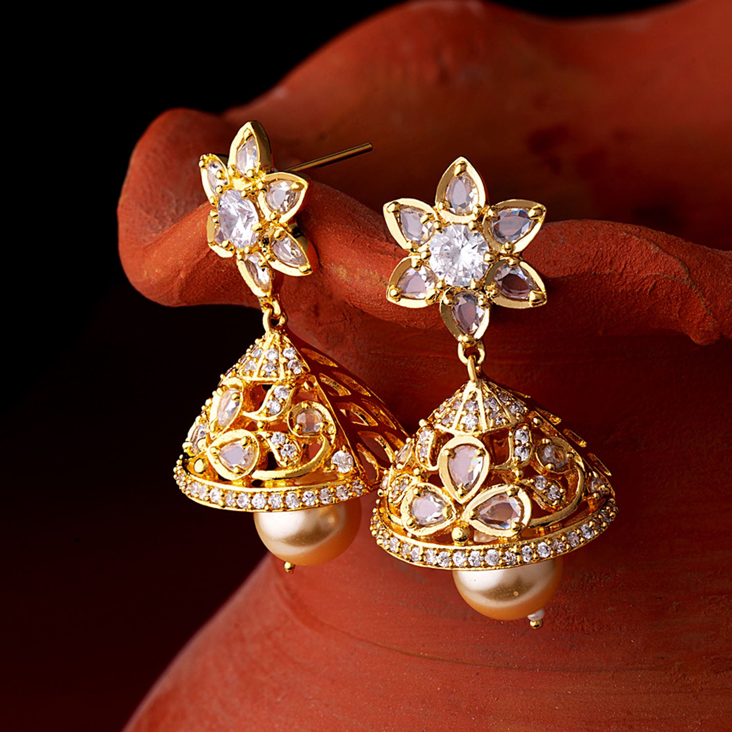 Jhumka Drop Gems Embellished Earrings – VOYLLA