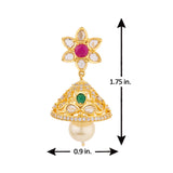 Zircon Gems and Floral Motifs Earrings