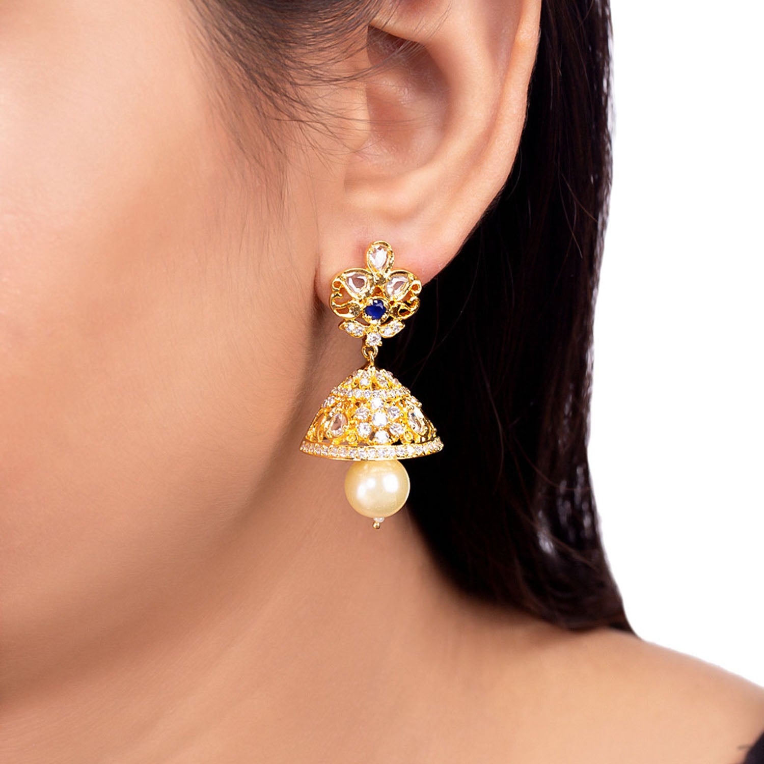 Lattice Pattern Jhumka Earrings