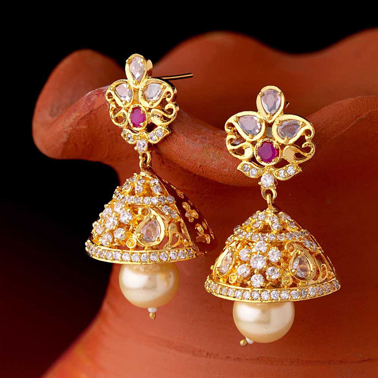 Cutwork Design Ethnic Jhumka Earrings
