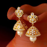 Zircon Gems and Faux Pearls Earrings