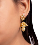 Zircon Gems and Faux Pearls Earrings