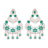 Green and White CZ Gems Earrings