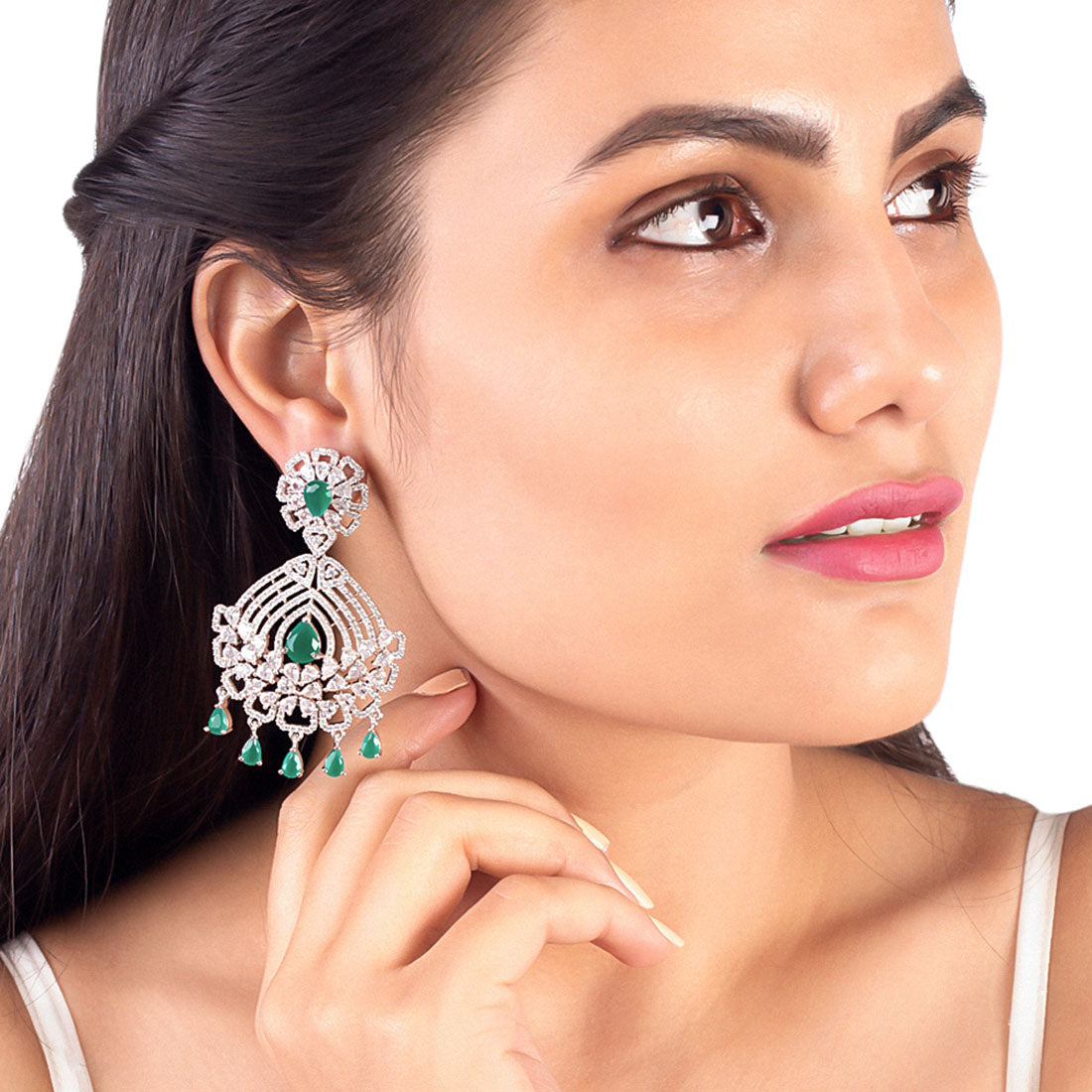 CZ Gemstones Adorned Drop Earrings