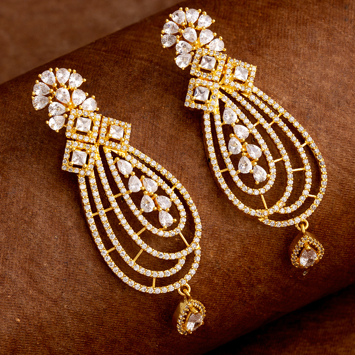 Yellow Gold Plated Long Drop Earrings – VOYLLA