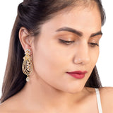 Yellow Gold Plated Long Drop Earrings
